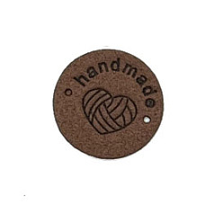Кокосово-Коричневый Бирки для вязания сердечек из микрофибры, этикетки на одежду ручной работы, для джинсов своими руками, , обуви, аксессуары для шляп, плоско-круглые, кокосового коричневый, 25 мм