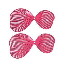 Светло-Вишневый Распыленные окрашенные железные подвески, бантом, светло-вишневый, 28x50x0.5 мм, отверстие : 1.8 мм