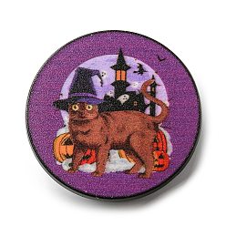 Pourpre Broche en alliage sur le thème d'Halloween, épingle à chat, pourpre, 30x2mm