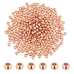 Розовое Золото 300шт. стойка покрытие латунные распорные бусины, долговечный, круглые, розовое золото , 3x2.5 мм, отверстие : 1 мм