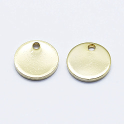 Real 18K Gold Plated Brass Charms, Long-Lasting Plated, Nickel Free, Flat Round, Real 18K Gold Plated, 8x1mm, Hole: 1mm