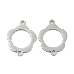 Stainless Steel Color Non-Tarnish 304 Stainless Steel Connector Charms, Flower, Stainless Steel Color, 19x14.5x1mm, Hole: 1mm