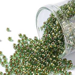 (1007) Gold Lined Olive Luster Тохо 11/0 круглые бусины, японский бисер, (1007) золотисто-оливковый блеск, 11/0, 2.2 мм, отверстие : 0.8 мм, Около 1110 шт / 10 г