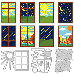 Другие Углеродистая сталь разрезает трафареты, для diy scrapbooking, Фотоальбом, декоративная бумага для тиснения, цвет нержавеющей стали, день Ночь, оконный узор, 115~134x87~102x0.8 мм, 3 шт / комплект