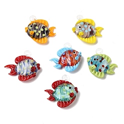 Красный Подвески лэмпворк ручной работы, тропические рыбки-талисманы, красные, 33~38x32~38x10~12 мм, отверстие : 2~4 мм