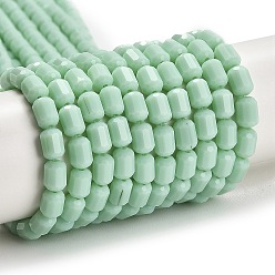 Темный Морско-зеленый Непрозрачное стекло бисер нитей, граненый ствол, темно-зеленый, 5~6x4 мм, отверстие : 1 мм, около 78~81 шт / нитка, 15.94''~18.82'' (40.5~47.8 см)