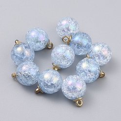 Светлый Стально-синий Акриловые подвески с прозрачным кракелем цвета Bubblegum ab, с пластиковыми подвесками ccb, круглые, золотой свет, светло-стальной синий, 20x15.5 мм, отверстие : 2 мм