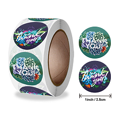 Разноцветный 2 стили спасибо стикеры рулон, самоклеящаяся наклейка из крафт-бумаги, клейкие этикетки, плоско-круглые, красочный, 25 мм, о 500шт / рулон