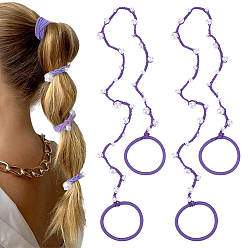 Blau violett 2 Stück elastische Nylonfäden mit Haargummis aus ABS-Kunststoffperlen, blau violett, 640 mm