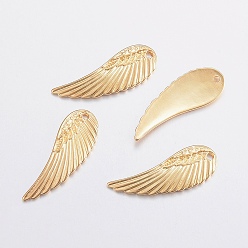 Золотой 304 подвески из нержавеющей стали, крыло, золотые, 31x11x1.5 мм, отверстие : 1.2 мм