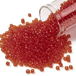 (5) Transparent Light Siam Ruby TOHO Round Seed Beads, Japanese Seed Beads, (5) Transparent Light Siam Ruby, 8/0, 3mm, Hole: 1mm, about 222pcs/bottle, 10g/bottle