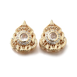 Прозрачный Латунные стеклянные бусины, без кадмия, без никеля и без свинца, реальный 18 k позолоченный, цветок, прозрачные, 15x13x6 мм, отверстие : 1.5 мм