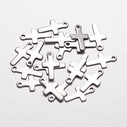 Stainless Steel Color Tarnish Resistant 201 Stainless Steel Tiny Cross Charms, Latin Cross, Stainless Steel Color, 14.5x8x0.5mm, Hole: 1.5mm