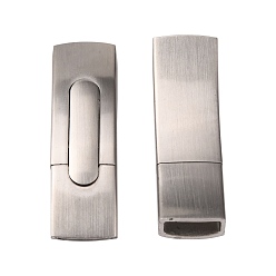 Stainless Steel Color 304 Stainless Steel Bayonet Clasps, Frosted, Rectangle, Stainless Steel Color, 44.5x13x7.5mm, Hole: 4x11mm