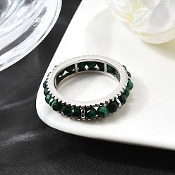Малахит Оригинальный дизайн 925 кольца из стерлингового серебра, с натуральным малахитом, Реальная платина, 5.5 мм, внутренний диаметр: 18 мм