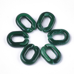 Темно-Зеленый Акриловые связей кольца, разъемы для быстрой связи, для изготовления ювелирных цепочек, Стиль имитация драгоценных камней, овальные, темно-зеленый, 19x14.5x4.5 мм, Отверстие : 10x5.5 мм , около 620 шт / 500 г