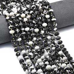 Джаспер Зебра Природные австралия зебра яшма бусы пряди, граненые, рондель, с бисером, 8.5~10x5.5~6.5 мм, отверстие : 1 мм, около 43~45 шт / нитка, 15.35'' (39 см)