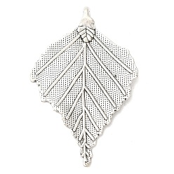 Античное Серебро Сплавочные подвески тибетского стиля, без кадмия и без свинца, лист, античное серебро, 70.5x46x2 мм, отверстие : 3 мм