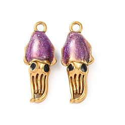 Сине-фиолетовый 304 нержавеющей стальной эмали подвески, золотые, прелести осьминога, синий фиолетовый, 24x9.5x7 мм, отверстие : 1.8 мм