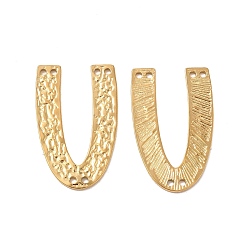 Golden PVD Vacuum Plating 304 Stainless Steel Chandelier Component Links, Textured, Arch, Golden, 29x18x1mm, Hole: 2mm