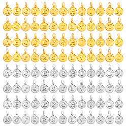 Платиновый & Золотой 52шт 2 цвета сплава буквы a~z подвески, с 304 кольцами из нержавеющей стали, платиной и золотом, 19 мм, 26 стили/цвет