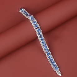 Свет Сапфира Квадратные браслеты-цепочки из сплава со стразами для женщин, света сапфир, 7-1/8 дюйм (18 см)