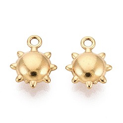Настоящее золото 18K 304 подвески из нержавеющей стали, солнечные чары, ионное покрытие (ip), долговечный, реальный 18 k позолоченный, 10x8x3.5 мм, отверстие : 1.2 мм