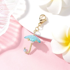 Небесно-голубой Зонтик ручной работы стеклянные бусины и акриловые подвески наборы украшений, с 304 застежками-лобстерами из нержавеющей стали, подвесные украшения, голубой, 51.5 мм