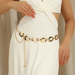 Золотой Сплав овальные звенья цепи поясные ремни цепи для женщин, золотые, 630~1120 мм