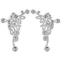 Кристалл 2 шт. 2 стили украшения из цветочного сплава со стразами, кристалл, 146x111x8.5 мм, 1 шт / стиль