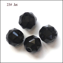 Черный Имитация Австрийские кристаллические шарики, класс AAA, граненые, круглые, чёрные, 6 мм, отверстие : 0.7~0.9 мм