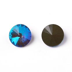 Mixed Color K9 Glass Rhinestone Cabochons, Pointed Back, Faceted, Cone, Fluorescence, Mixed Color, 12x6.2mm
