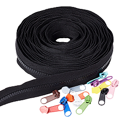 Mixed Color Garment Accessories Sets, Nylon and Resin Zipper, Zip-fastener Component, with Zinc Alloy Zipper Puller, Mixed Color, 33x2.5mm, about 600cm/strand