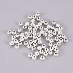Серебро Тибетском стиле сплав Шарики прокладки, без свинца, без кадмии и без никеля, серебро , двухконусные, 4x4.5 мм, отверстие : 1 мм