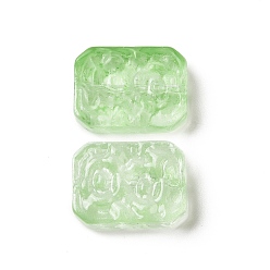 Light Green Transparent Spray Painted Glass Beads, Rectangle, Light Green, 18x13x5.5mm, Hole: 1.4mm