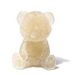 Хрусталь Украшения для скульптуры медведя из оргонита, с натуральными кварцевыми кристаллами внутри для украшения стола домашнего офиса, 52x62 мм
