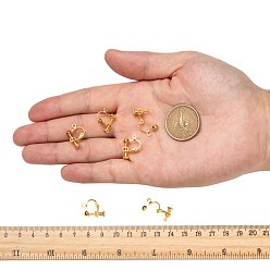 Golden Brass Screw On Clip-on Earring Findings, Spiral Ear Clip, For Non-Pierced Ears Jewelry, Golden, 18x14x3mm, Hole: 1.6mm