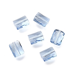 Светлый Стально-синий Стекло имитация австрийских хрустальных бусин, прямоугольные, граненые, светло-стальной синий, 8x6.5x4 мм, отверстие : 1.2 мм
