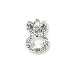 Crystal Alloy Pendant, with Rhinestone, Rabbit, Crystal, 14x9mm