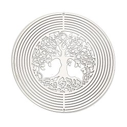 Нержавеющая Сталь Цвет Древо жизни 201 нержавеющая сталь 3 вращающийся подвесной ветряной вертушка, для украшения сада внутри и снаружи помещения, не тускнеет, цвет нержавеющей стали, 100x0.3 мм, отверстие : 2.5 мм