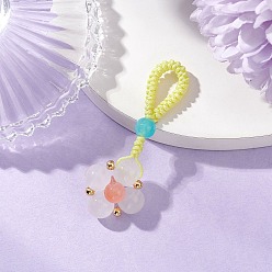 Желтый Украшения из искусственного нефрита, плетеные из стекла, с имитацией клевера, окрашенные в технике выпечки, подвесные украшения из нейлоновой нити, желтые, 50 мм