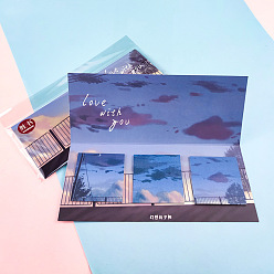 Лиловый Квадрат с блокнотом для заметок с рисунком пейзажа, наклейки с наклейками, для офисного школьного чтения, сирень, 60x60 мм, 20 листы / стиль, 3 стили, 60 листы/книга