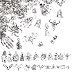 Mixed Shapes 50шт. подвески из сплава в тибетском стиле на тему Хэллоуина, разнообразные, 11.5~42x8.5~27x2.5~4.5 мм, отверстие : 1.5~3 мм