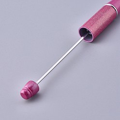 Pale Violet Red Plastic Beadable Pens, Shaft Black Ink Ballpoint Pen, for DIY Pen Decoration, Pale Violet Red, 144x12mm, The Middle Pole: 2mm