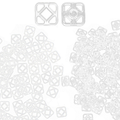 Прозрачный 100пары пластиковых кнопок, кнопки для одежды, швейные принадлежности, квадратный, прозрачные, 7.5x7.5x3 мм