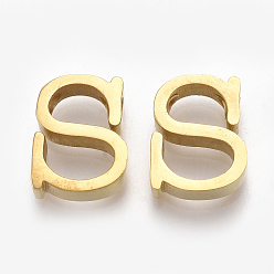 Letter S 304 Stainless Steel Pendants, Golden, Letter, Letter.S, 11x9x3mm, Hole: 1.8mm