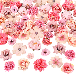 Pink 60 шт. тканевый цветок, искусственные цветочные головки, для поделок декоративный венок вечерние день рождения украшение дома, розовые, 16~47x22~48x25~47 мм