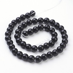 Negro Cuentas sintéticas piedras negras hebras, teñido, rondo, negro, 8 mm, agujero: 1 mm, sobre 49 unidades / cadena, 14.5~15 pulgada