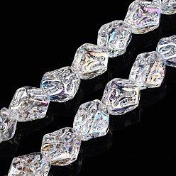 Прозрачный АВ Стеклянные бусины с гальваническим покрытием , самородки, ясно AB, 13.5~14x13~13.5x10 мм, отверстие : 1 мм, около 45 шт / нитка, 24.21 дюйм (61.5 см)