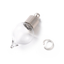 Платиновый & Серебристый Стеклянные подвески для бутылок, с латунной фурнитурой , открываемый флакон духов, многоразовые бутылки, Платина и серебро, 30 мм